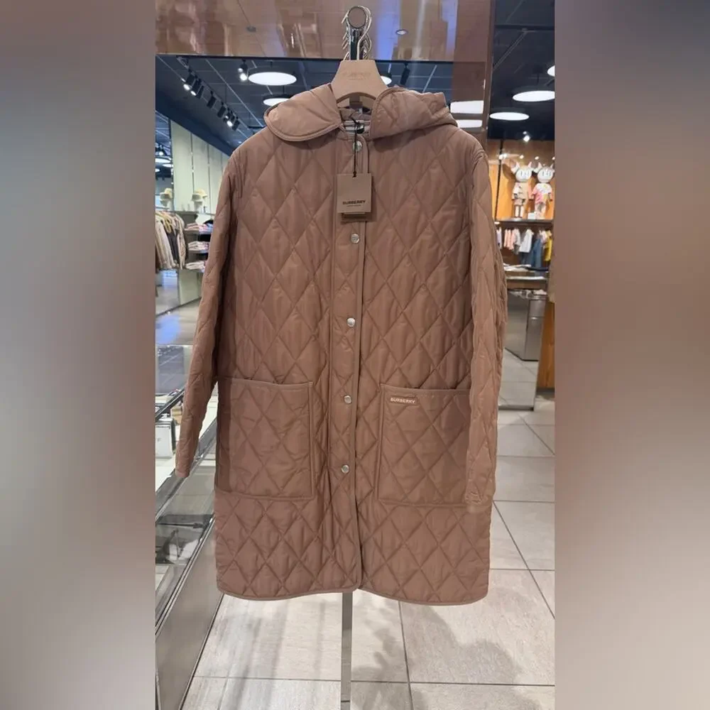 Burberry Tan Quilted Hooded Jacket M - Picture 2 of 10